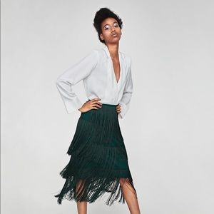 Zara long fringed skirt
